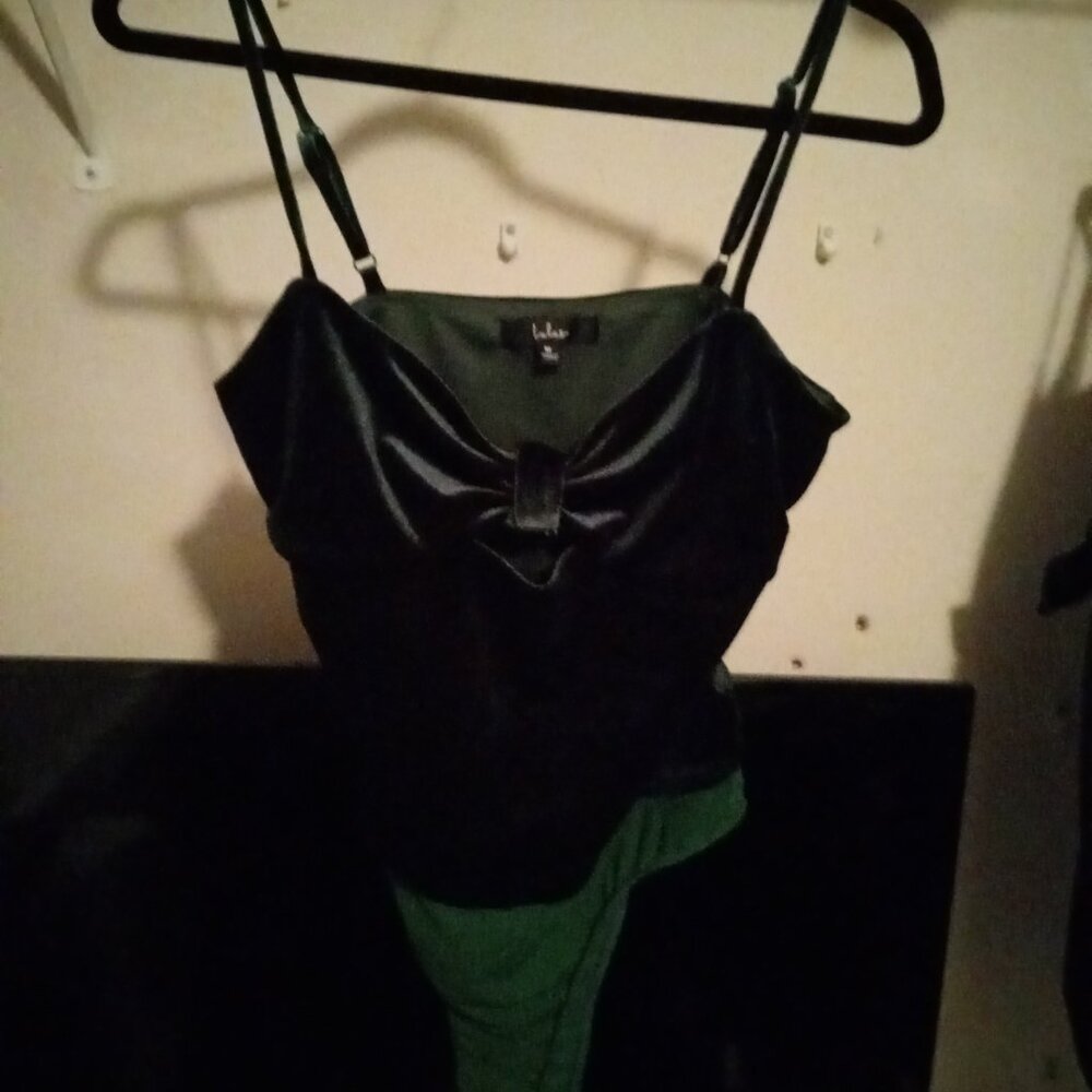 New Lulu's Velvet Bow Keyhole Snap Bodysuit, M